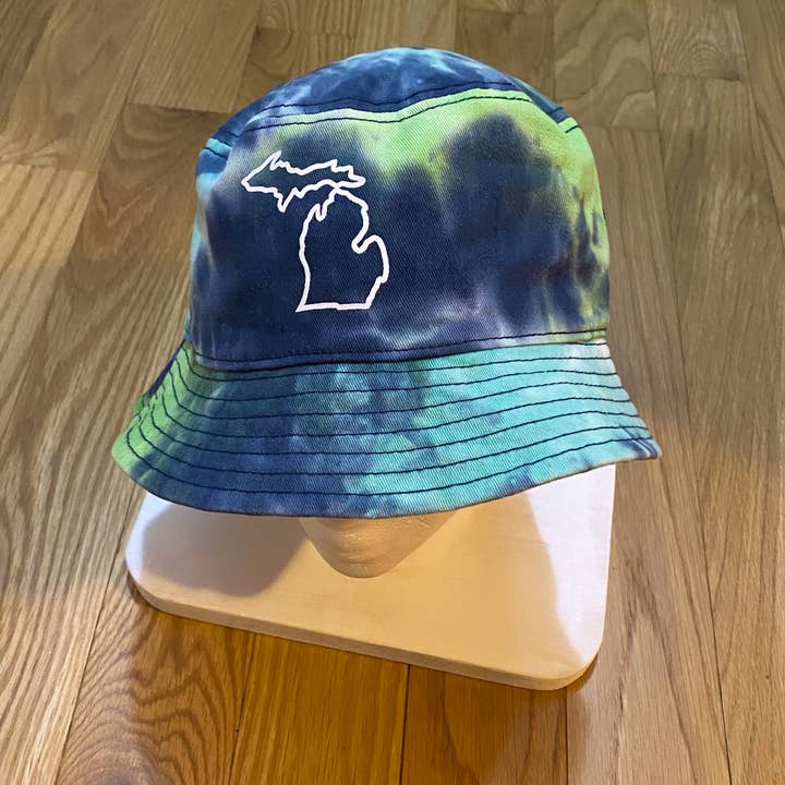 Tie Dye Michigan Bucket hat unisex green teal great lakes for wholesale by PORTCITEES
