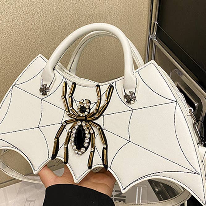 UNISHE - Wholesale Top Handle Bag - Women's - Spider Rhinestone PU Leather Bag ZK48110