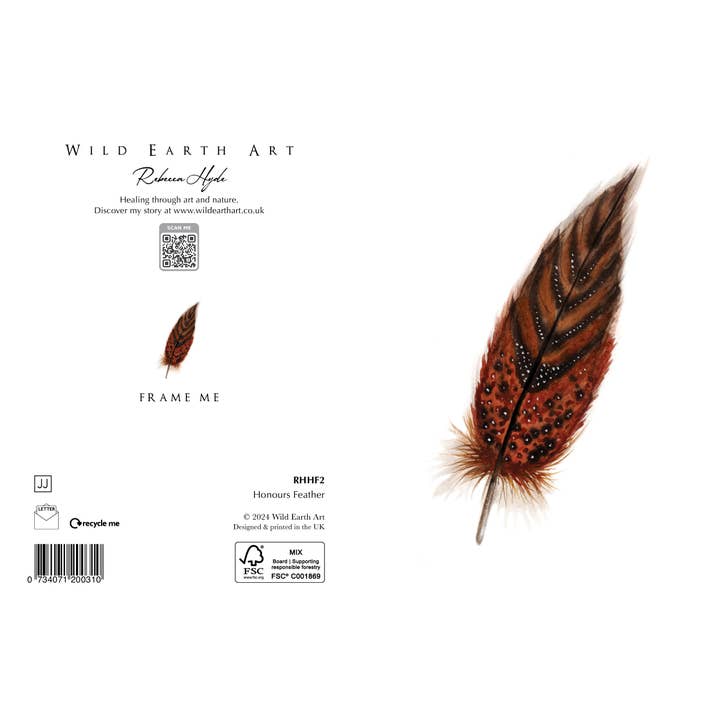 Honours Feather - Watercolour Painting Greeting Card for wholesale by Wild Earth Art