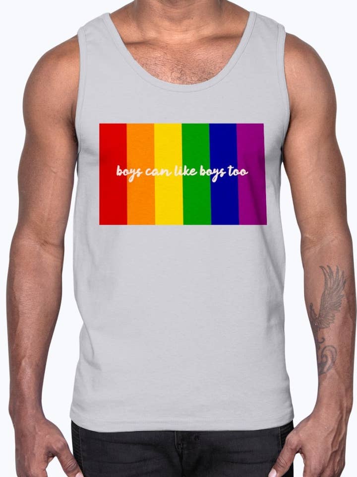 Boys Can Like Boys Too - Lgbtq- Cotton Tank for wholesale by tshirt unlimited