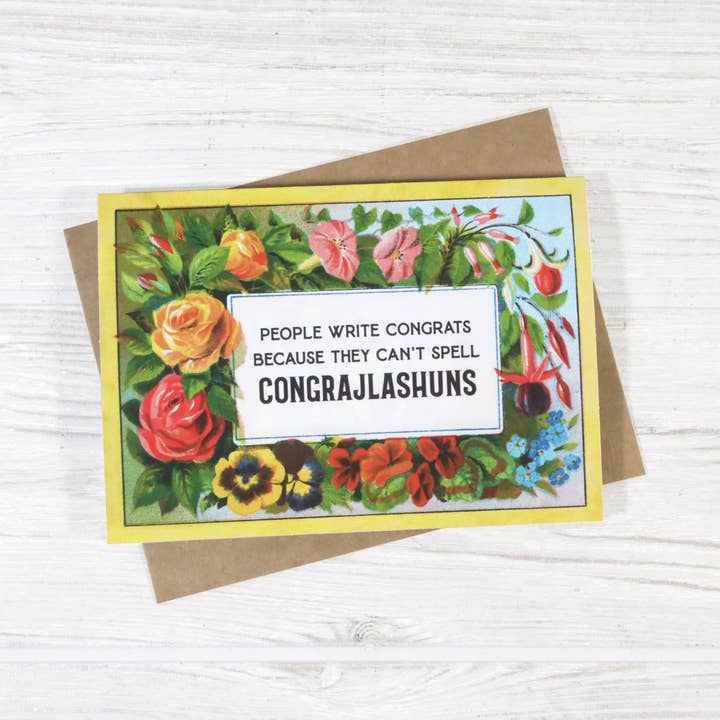 Bad Betty Greeting Co. - Wholesale Congratulations Card - People Write Congrats Because They Can't Spell1