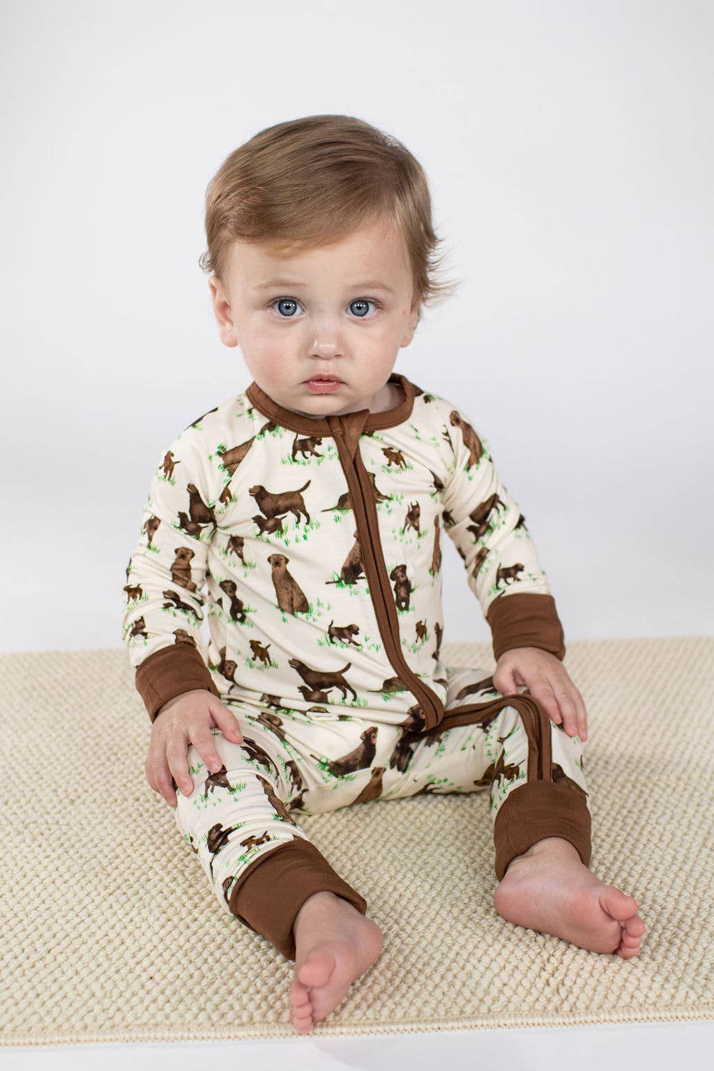 Goosies - Wholesale Sleepsuit - Baby - Chocolate Lab Dogs - Convertible Zip PJs1