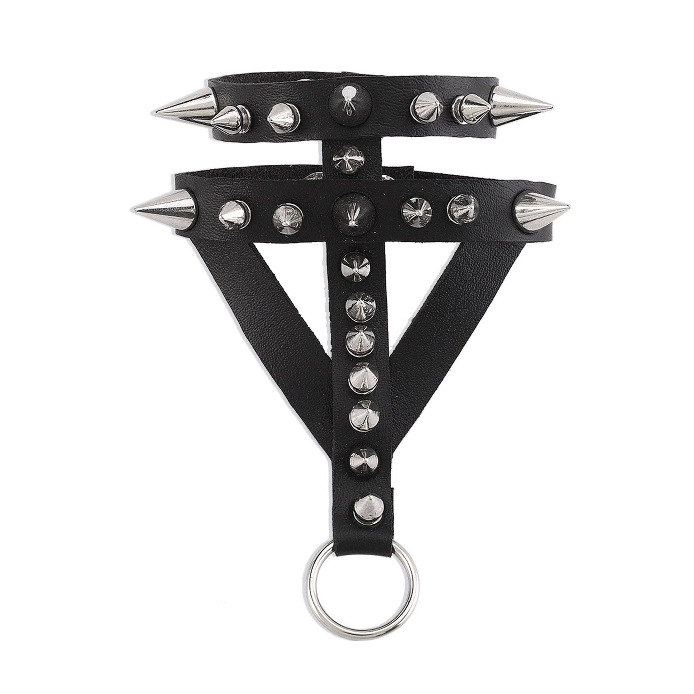 Black Punk Rivet Finger Bracelet B3842 for wholesale on Faire0