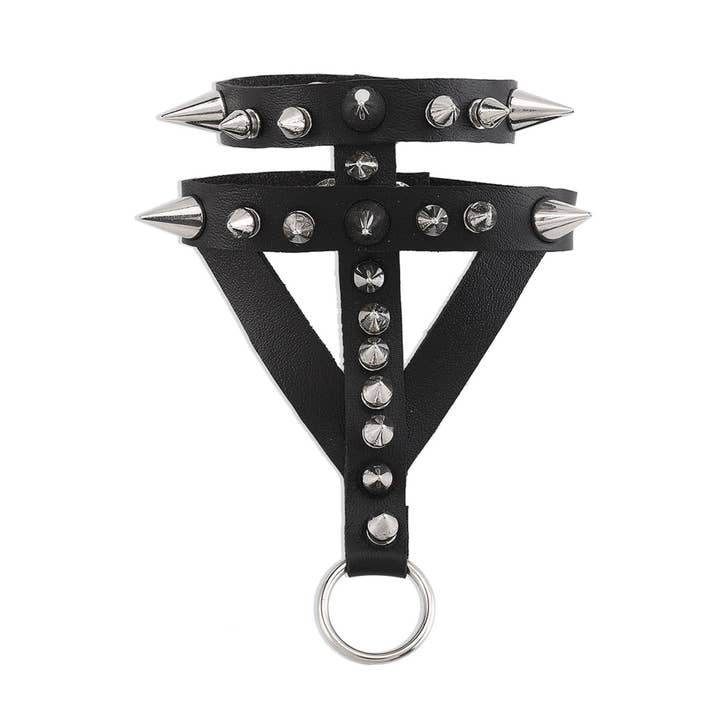 Black Punk Rivet Finger Bracelet B3842 for wholesale on Faire