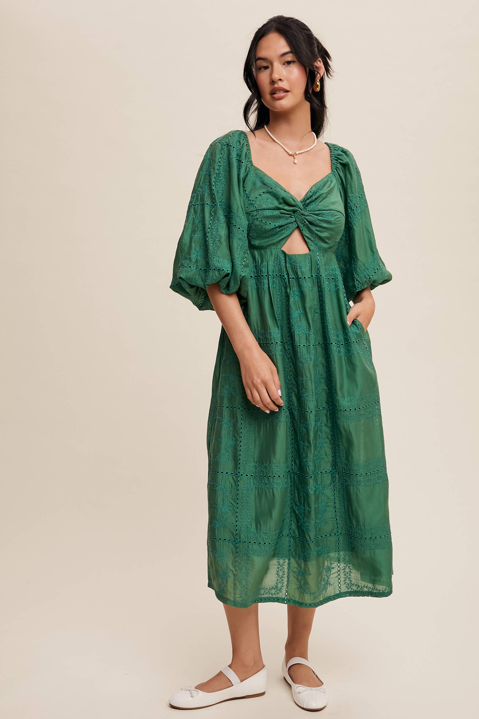 Listicle - Vendita all'ingrosso Vestito - Donna - Abito Midi Ricamato LD14371