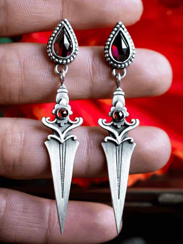 Silver Personalized Dagger Tassel Earrings for wholesale on Faire2