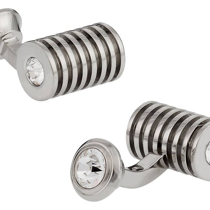 Cuff-Daddy - Wholesale Manchetknopen - Heren - Zilveren heldere Swarovski barrel kristallen manchetknopen