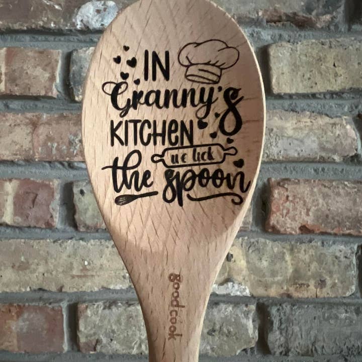 Rockin’ Bobbins - Wholesale Kitchen Spoon - In Granny's Kitchen We Lick the Spoon Wooden Spoon Engraved0