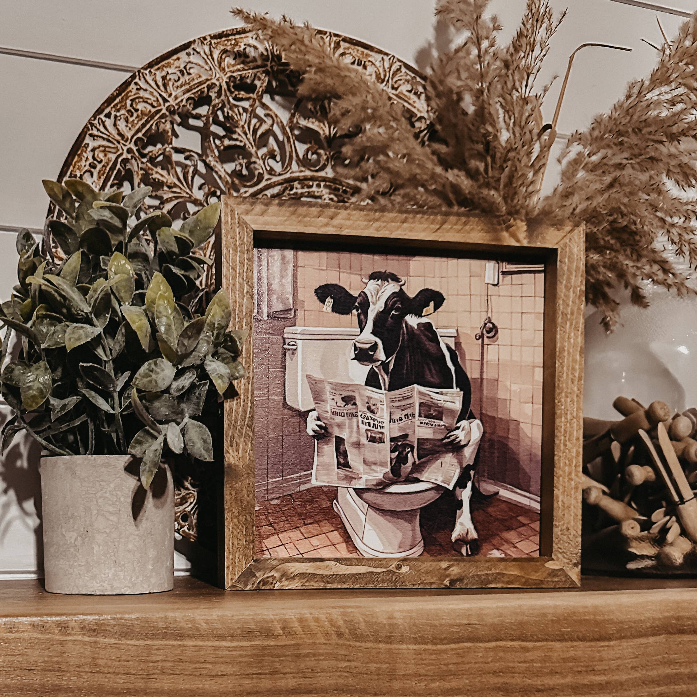 The Broken Board - Venta al por mayor Carteles de baño - Cartel de baño de vaca divertida1