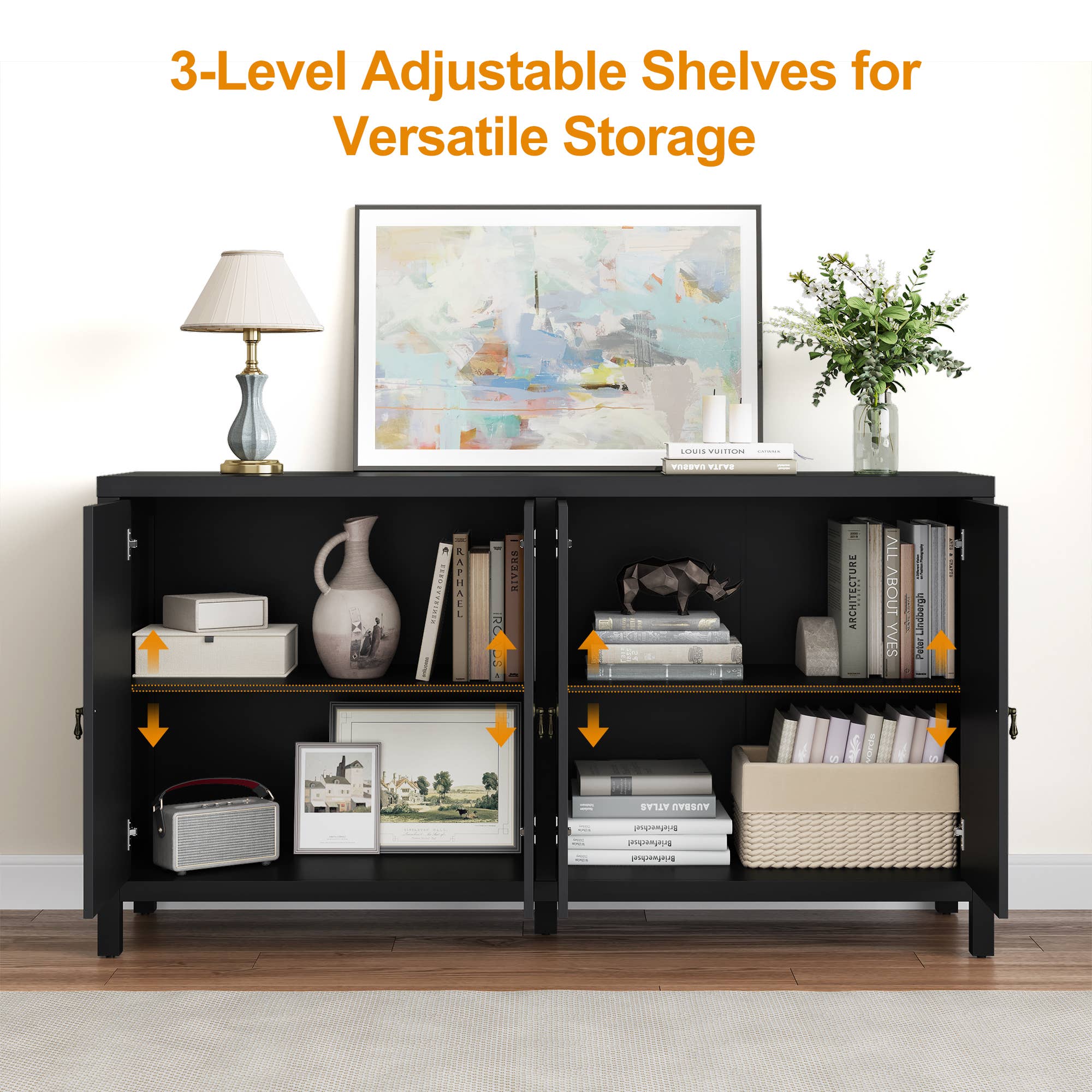 Heynemo - Wholesale Cabinet - Sideboard Buffet Cabinet with Storage, 60'' Storage Cabinet5