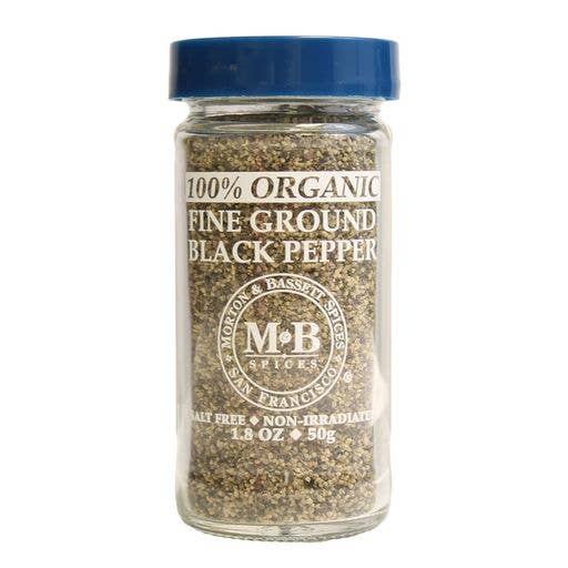 M&B Organic Fine Ground Black Pepper 1.8 oz for wholesale by Morton & Bassett