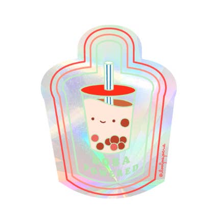 Boba Powered! Suncatcher Sticker Rainbow Maker Window Decal for wholesale by ILOOTPAPERIE