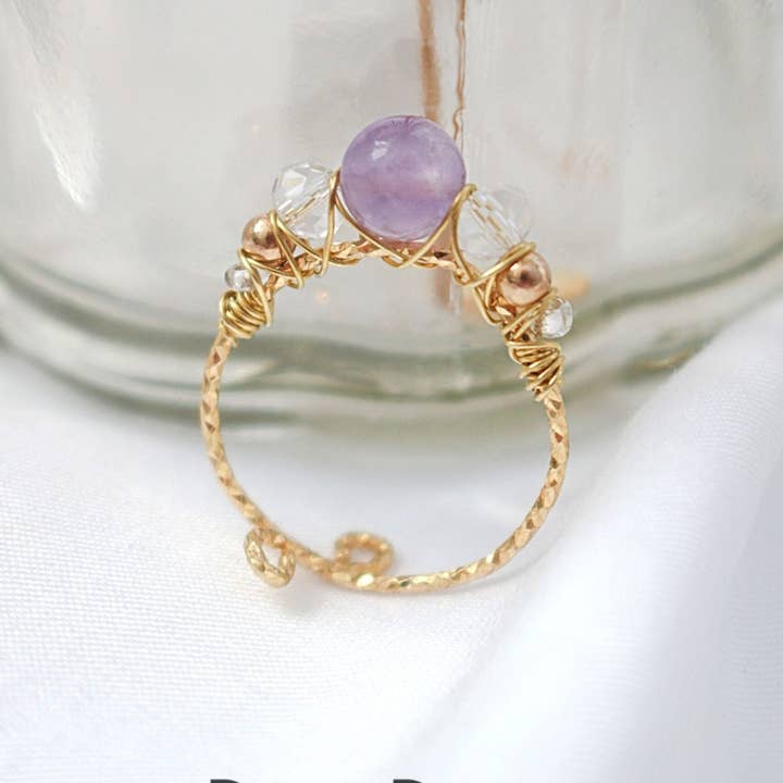 Divine Dulcet - Wholesale Single Stone/Solitaire Ring - "Marquise" | 18K Natural Crystals Hand Wired Adjustable Ring