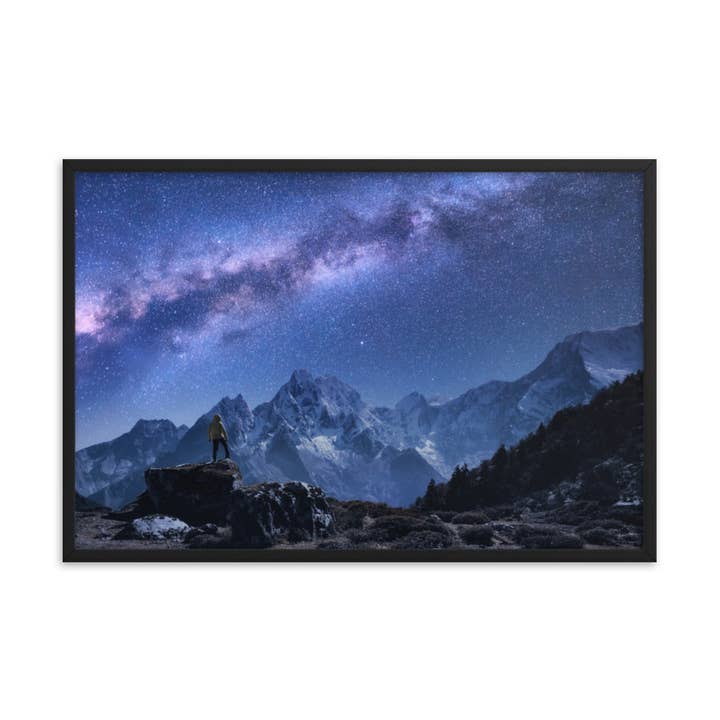 Stone Mountains and Milky Way Night Landscape Photo Framed for wholesale by Pipa Wall Art & Home Decor