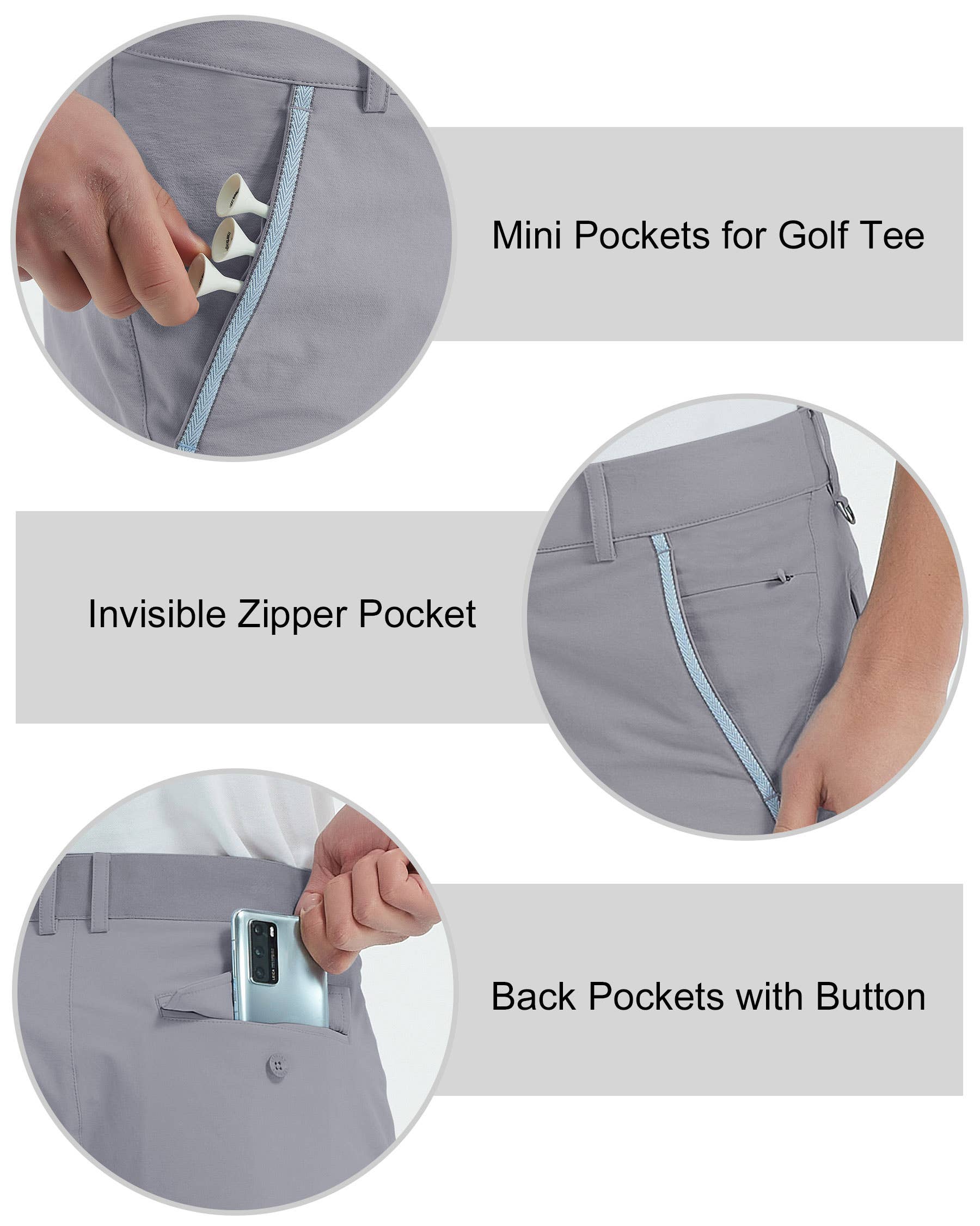 Qing Dao Lai Si Ma Te Fang Zhi You Xian Gong Si - Vente Short de sport – homme - Short de golf stretch pour hommes avec poches, taille élastique27