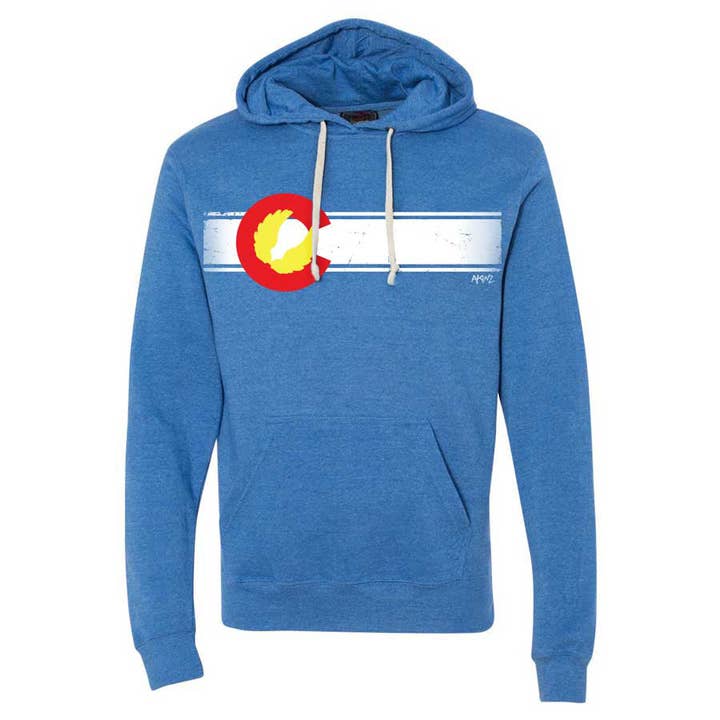 Sweat à capuche avec drapeau du Colorado - Bleu royal pour la vente par Akinz