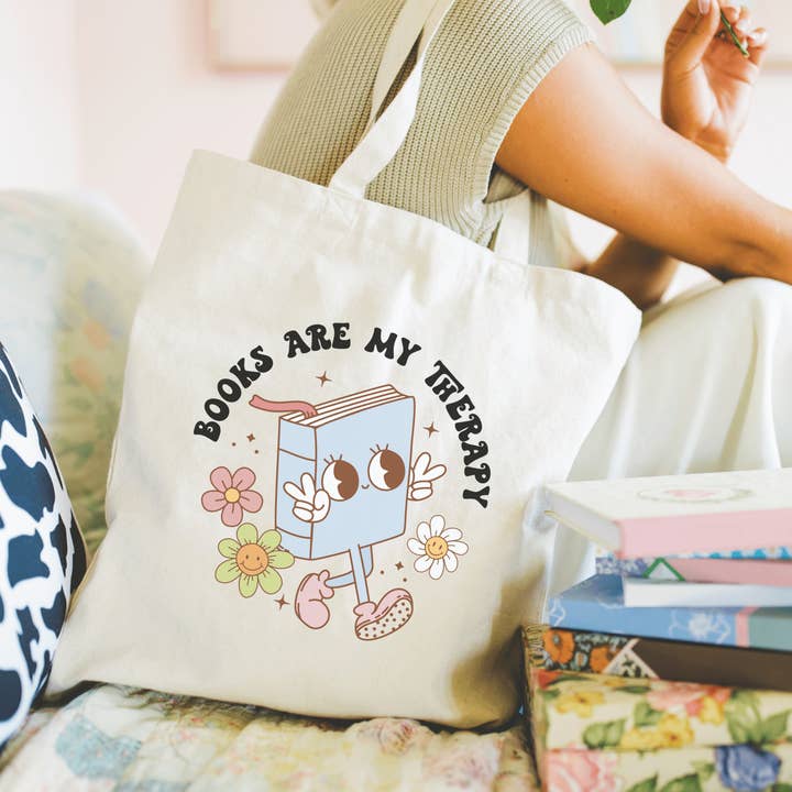 Books are my Therapy Bookish Tote Bag for wholesale by Bookish Queen