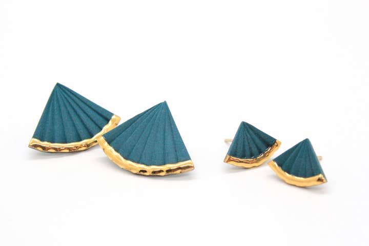 Gold Dipped Fan Studs for wholesale by Mier Luo