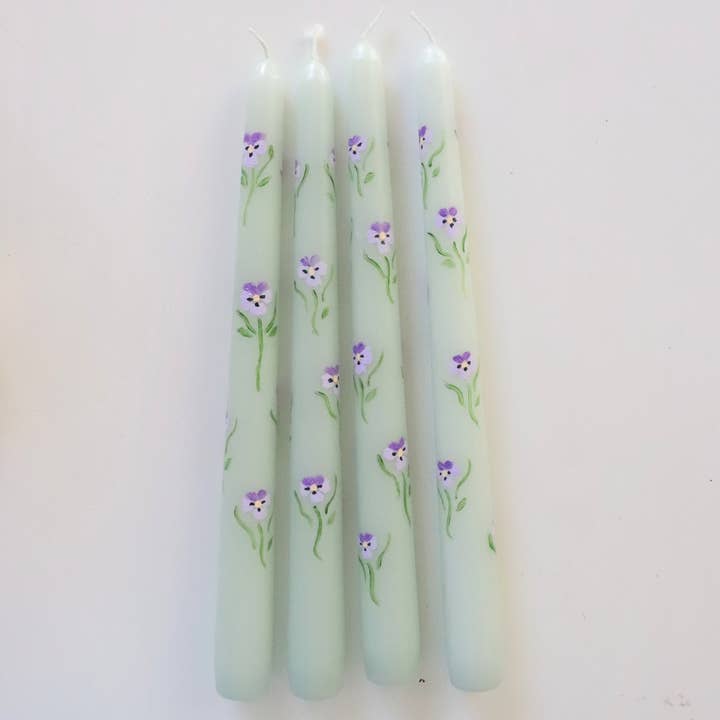 Pansies Hand painted Candle for wholesale by Pretty Homestyle