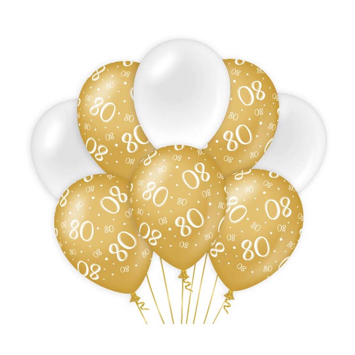PD Party – Großhandel Luftballons – Geburtstag Luftballons Gold/Weiß - 80