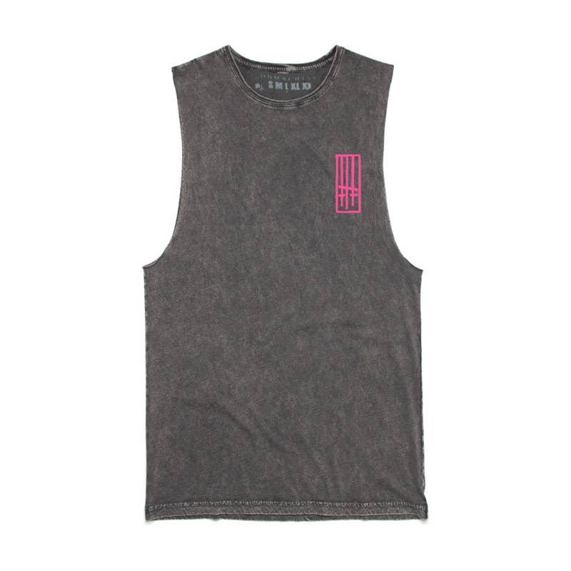 Godmachine - Wholesale Tanktop - Dames - Where Is My Mind Big Pink Skull Stonewash spiervest, uniseks1