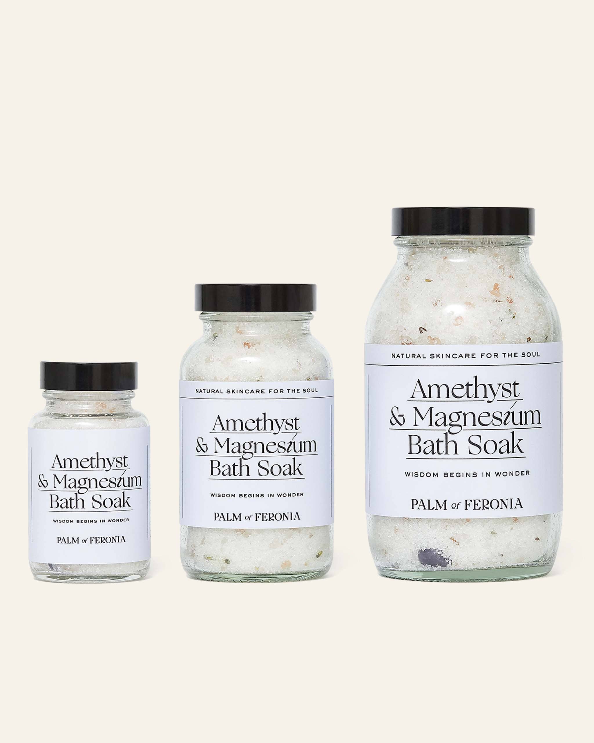 Palm of Feronia - Vendita all'ingrosso Sali da bagno - Ammollo da bagno con ametista e magnesio – ammollo di sali minerali per il riposo1