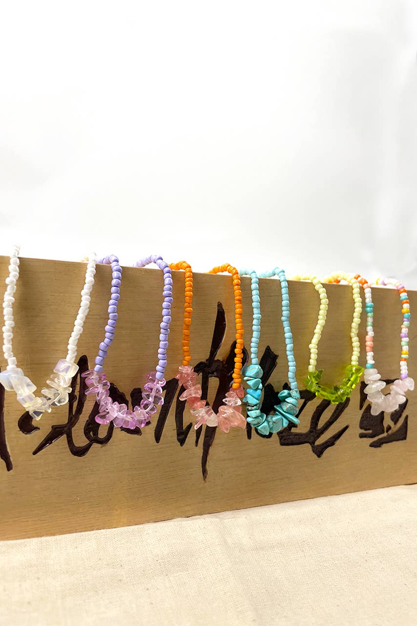 Islandhaze - Wholesale Beaded/Pearl Necklace - Rice  Beads with crystal stone necklace9