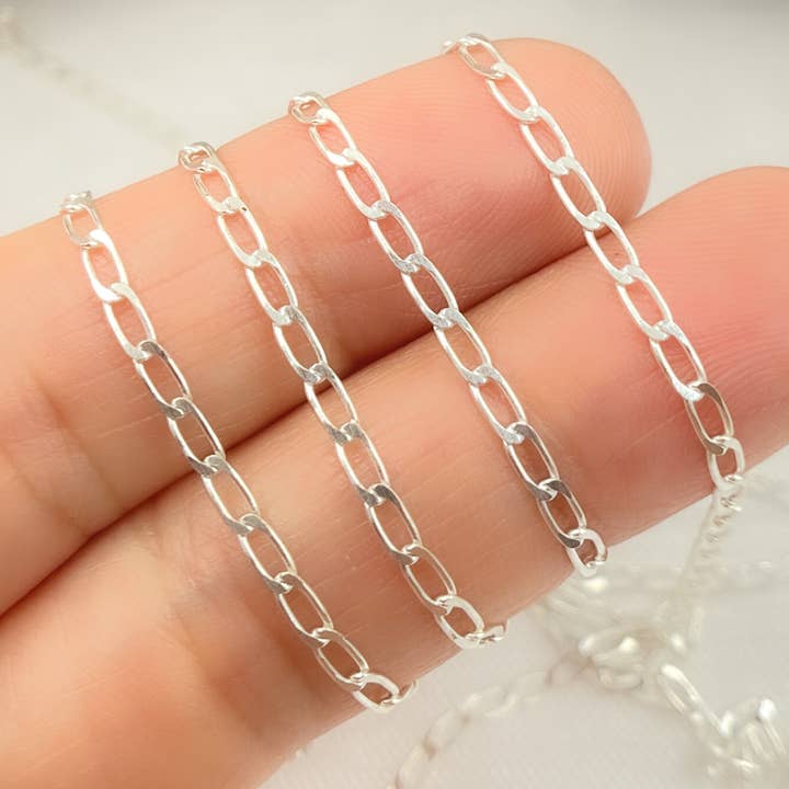 Y115SS. Sterling Silver Flat Paperclip Link Chain for wholesale by Tresor Jewelry Inc.