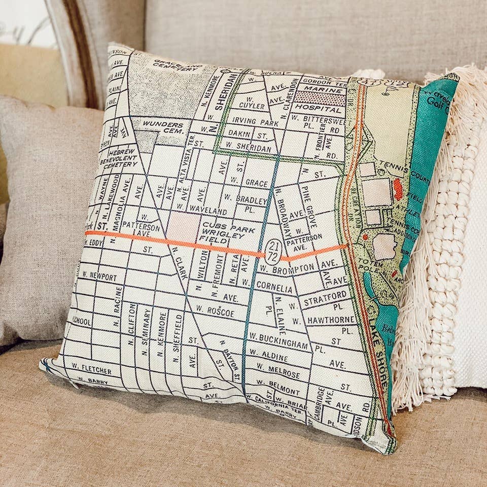 Daisy Mae Designs - Wholesale Throw/Decorative Pillow - Custom Map Pillow Decorative Throw Pillow Choose Any Town21
