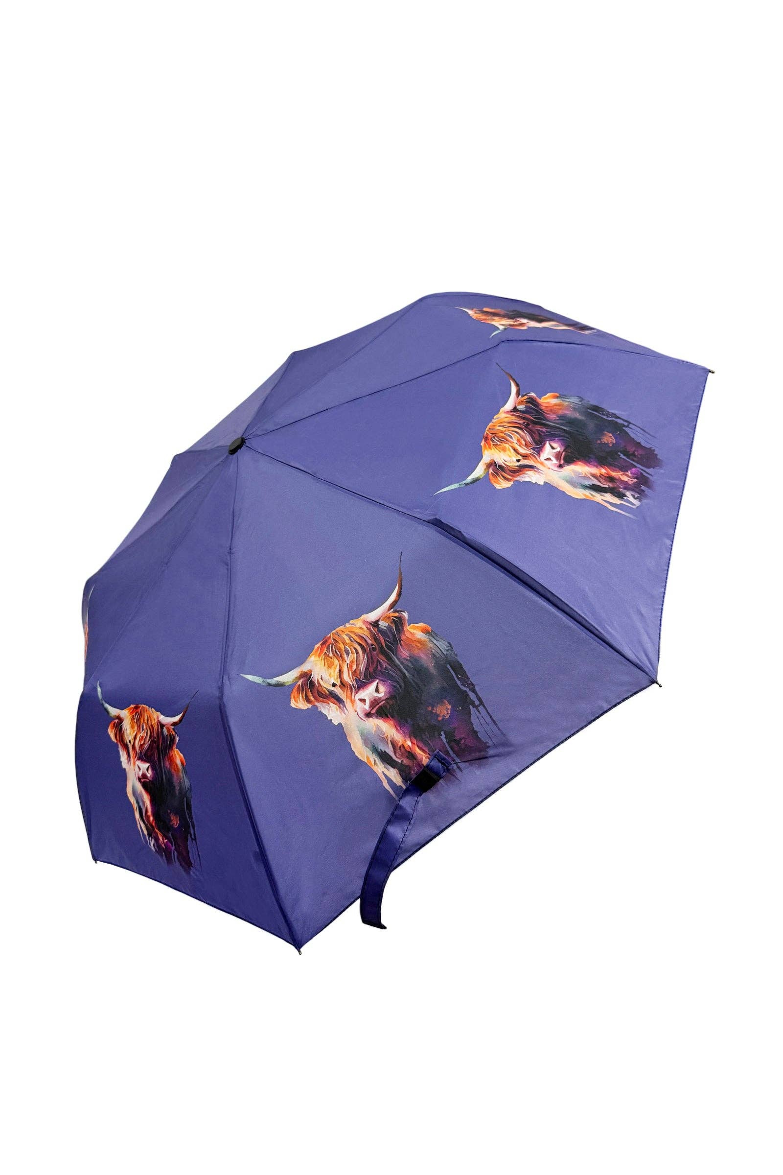 Blue Scottish Highland Cow Umbrella (Short) for wholesale on Faire4