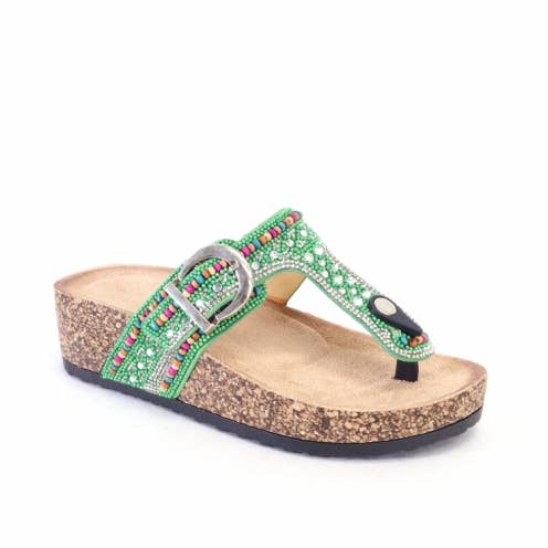 Atalina - Venta al por mayor Sandalias - Mujer - Sandalias cómodas de suela gruesa con adorno de piedras y punta abierta2