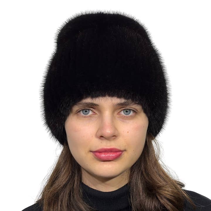 Cappello da donna in pelliccia di visone stile berretto invernale russo. per la vendita all'ingrosso da parte di FurStyleUa