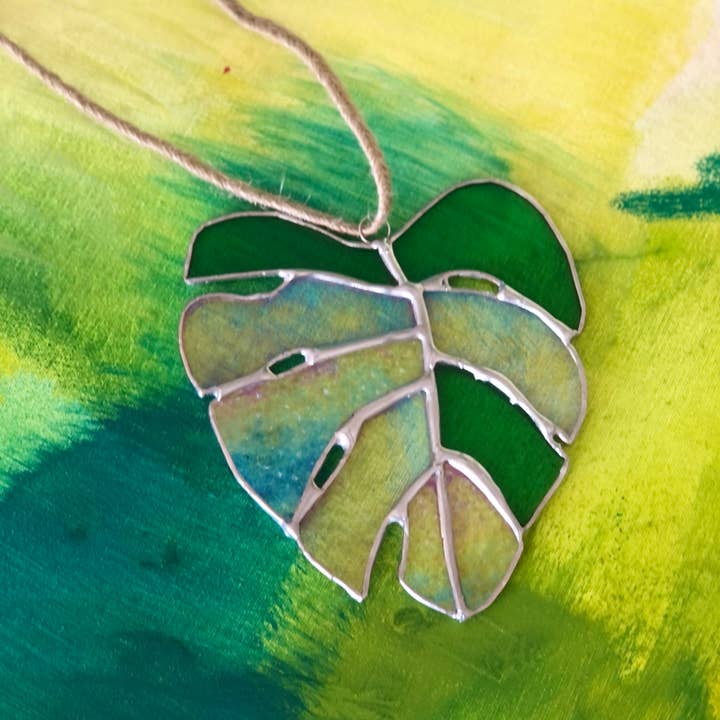 Inspiration By CDA - Venta al por mayor Atrapasoles - Atrapasol de Vidrio Teñido con Hojas de Monstera, Diseños Surtidos5