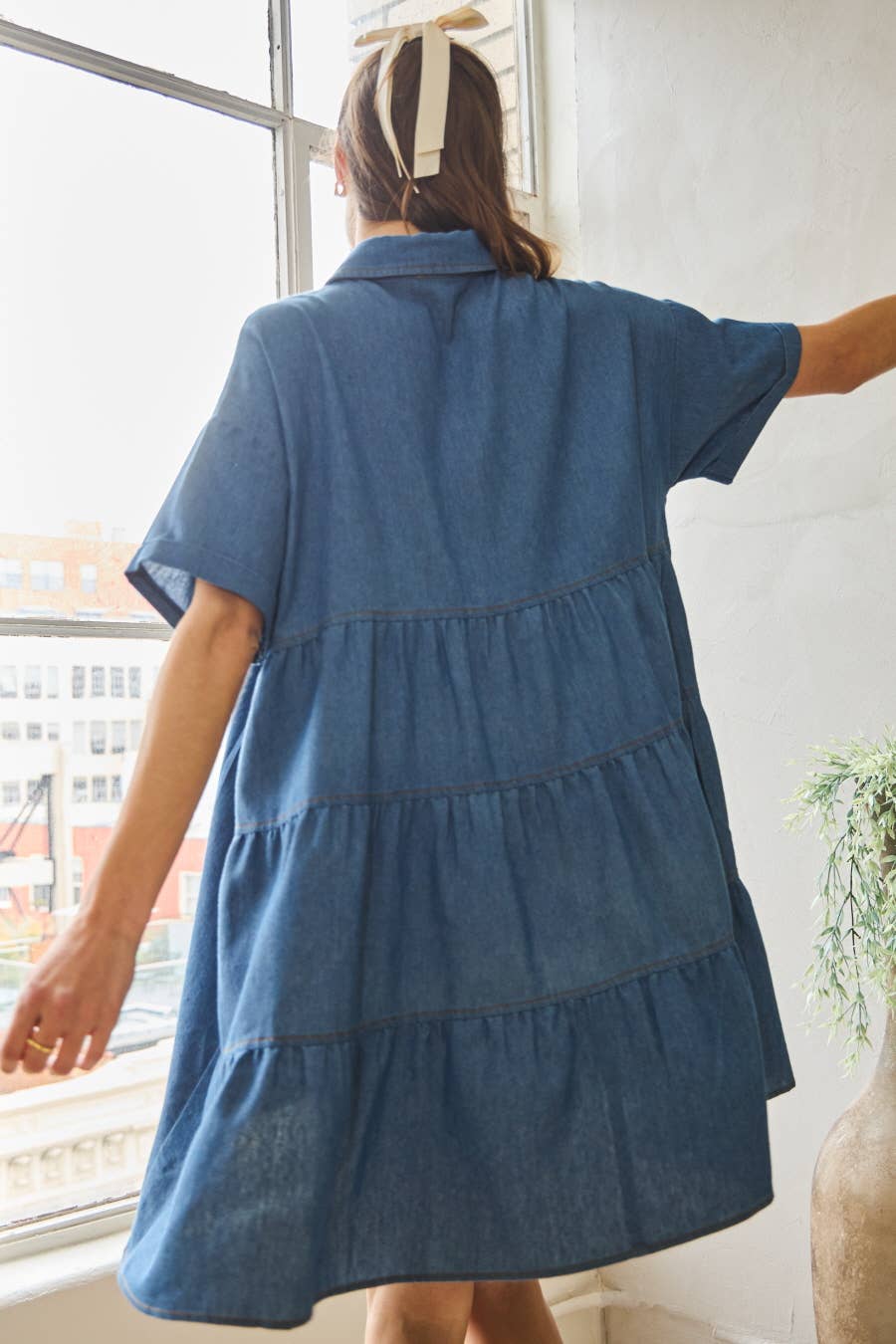 Denim DK lavado Vestido camisero oversize de denim lavado de venta al por mayor en Faire5