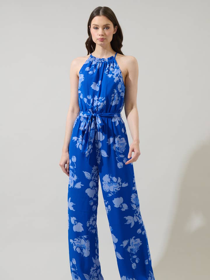 Lilith Floral Lighthearted Trapeze Jumpsuit for wholesale by Sugarlips