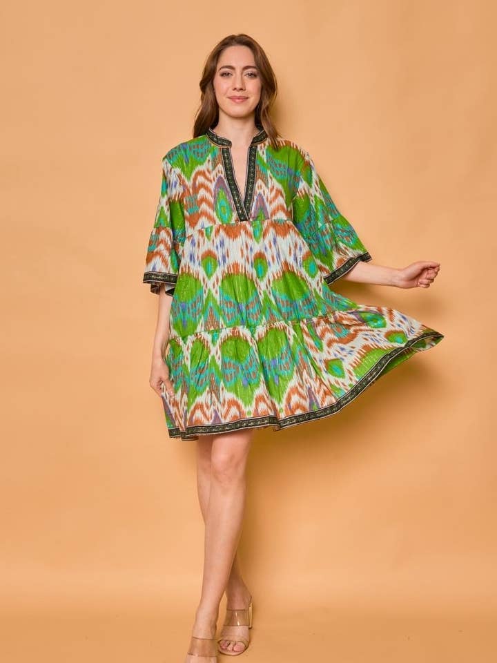 Lurex cotton bohemian short dress - Orice for wholesale by Orice