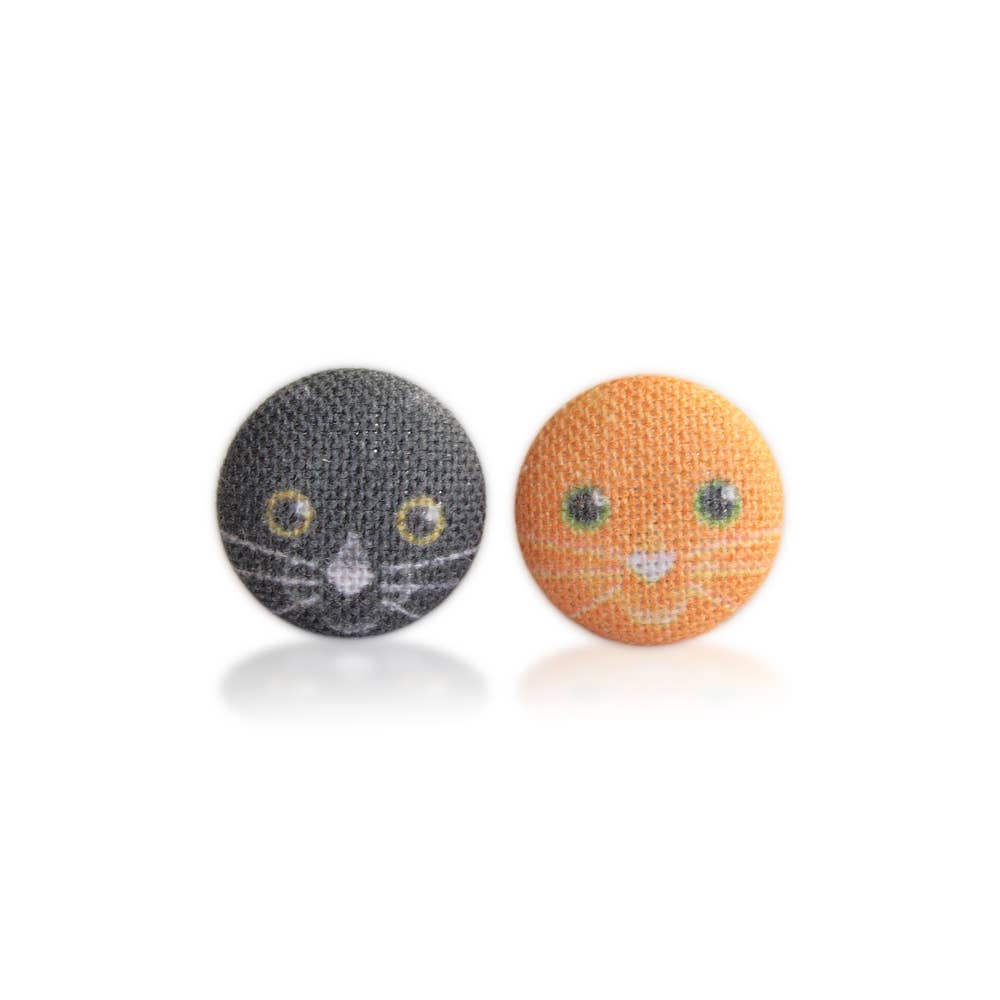 Rachel O's - Wholesale Stud/Post Earrings - Halloween Kitties Fabric Button Earrings4