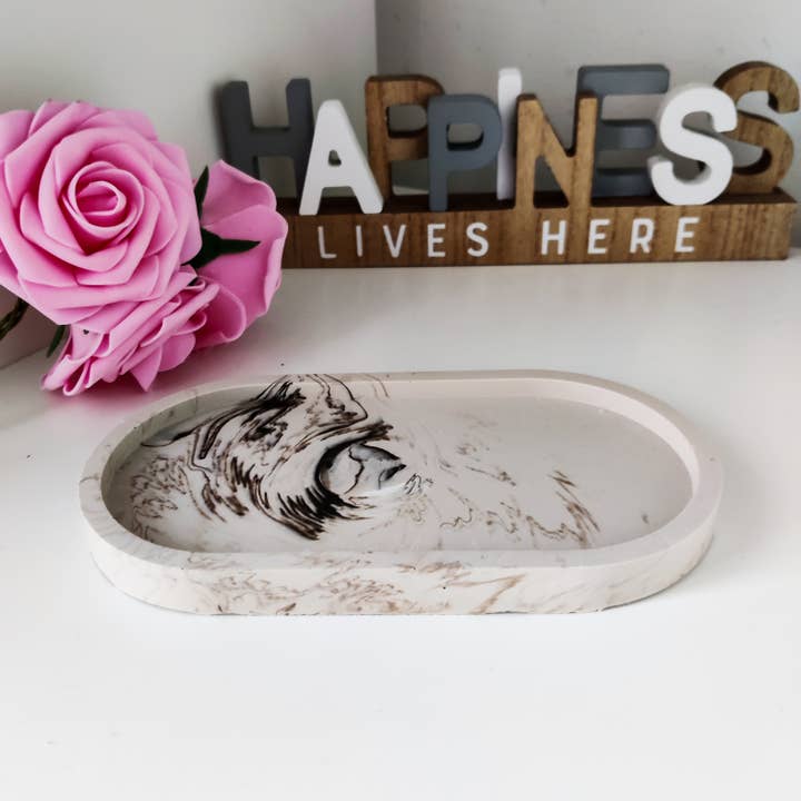 Marble decorative trays, concrete style home decor for wholesale by The Sage Rose Studio