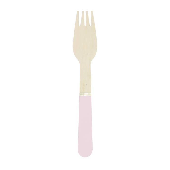 SMALL PASTEL PINK WOODEN FORKS X 8 for wholesale by Tim&Puce Factory