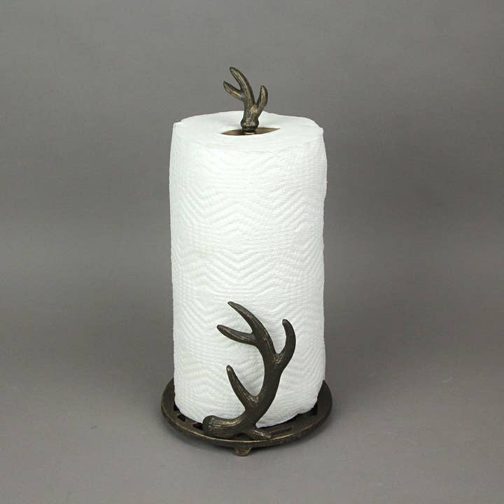 Zeckos - Wholesale Paper Towel Holder - Cast Iron Antler Paper Towel Holder Countertop Deer Cabin