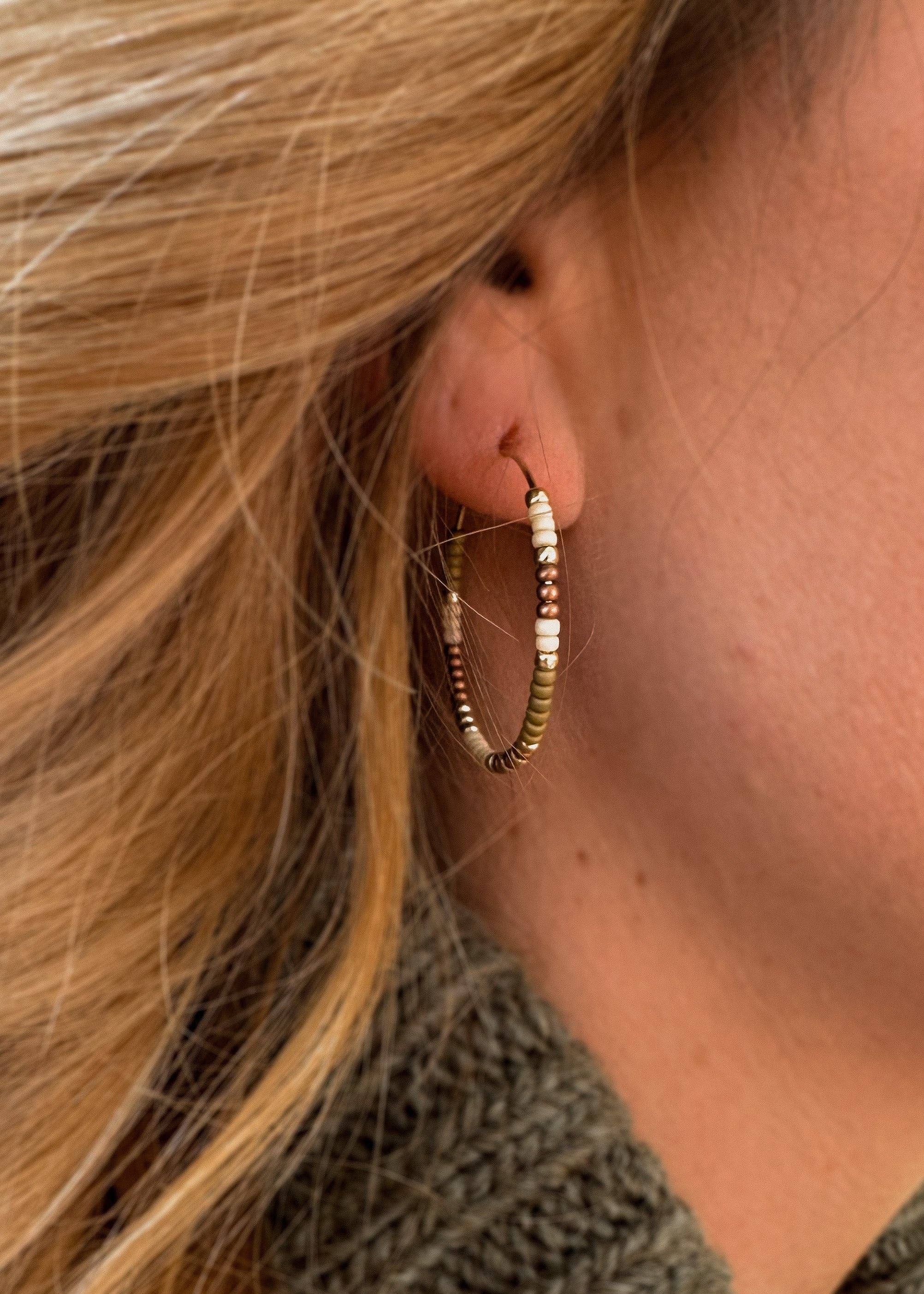 Barberry & Lace Handmade Jewelry - Wholesale Hoop Earrings - Fall Beaded Hoop Earrings | 14k Gold Fill & Sterling Silver7