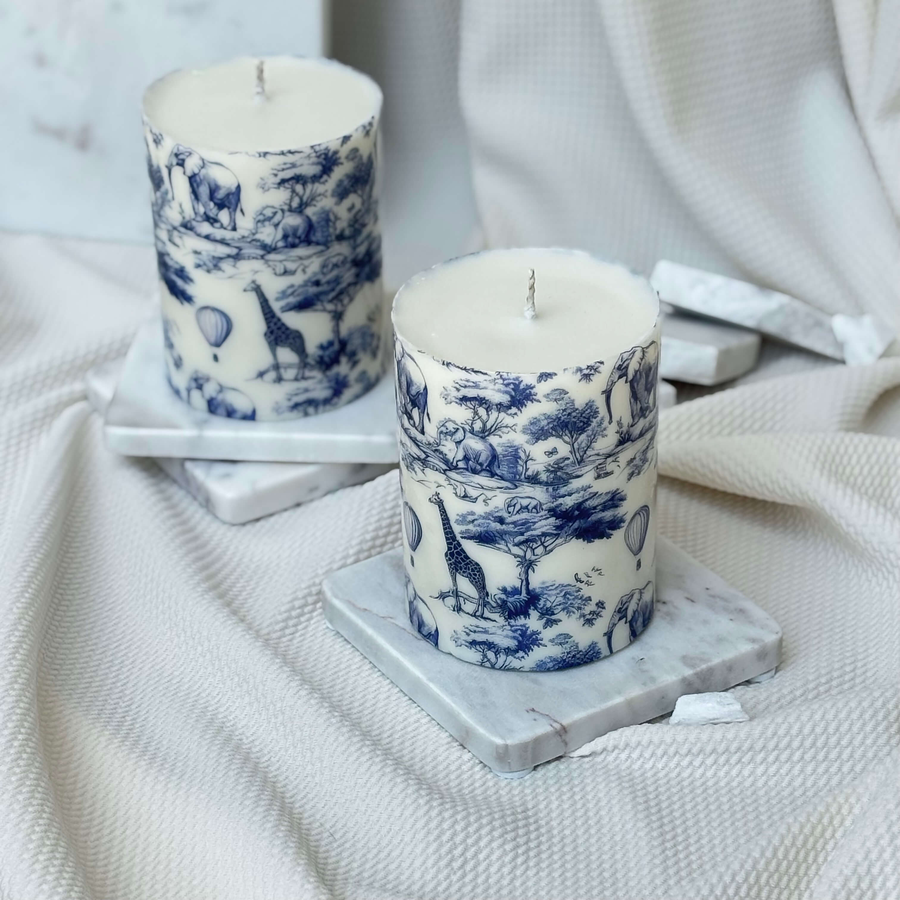 OH MY BOX - Wholesale Pillar Candle - Toile Safari Candle | Elegant Home Decor Gift9