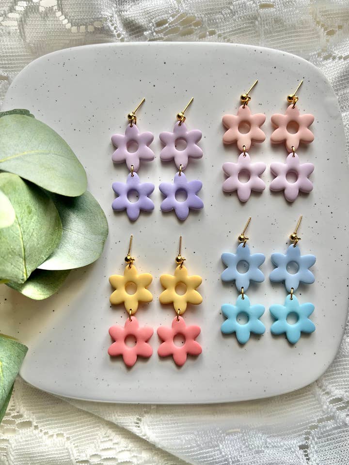 Spring Flower Clay Earrings for wholesale by SeizeTheClayJewelry