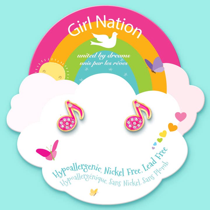 Girl Nation - Wholesale Earrings - Kids - Music Notes Cutie Stud Earrings