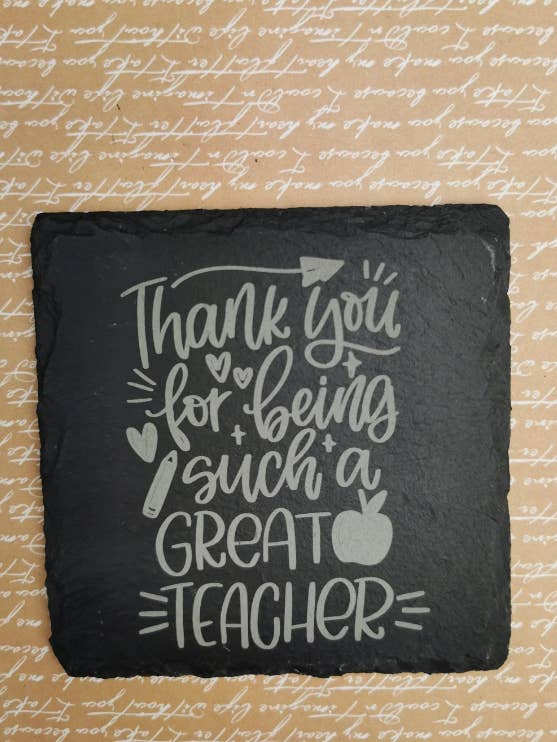 Danke, Lehrer — Untersetzer aus Schiefer mit Gravur für den Großhandel von McHenrysPlace