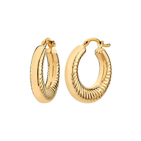 0.9" Round Ribbed Hoop in Gold for wholesale by Almond Tree