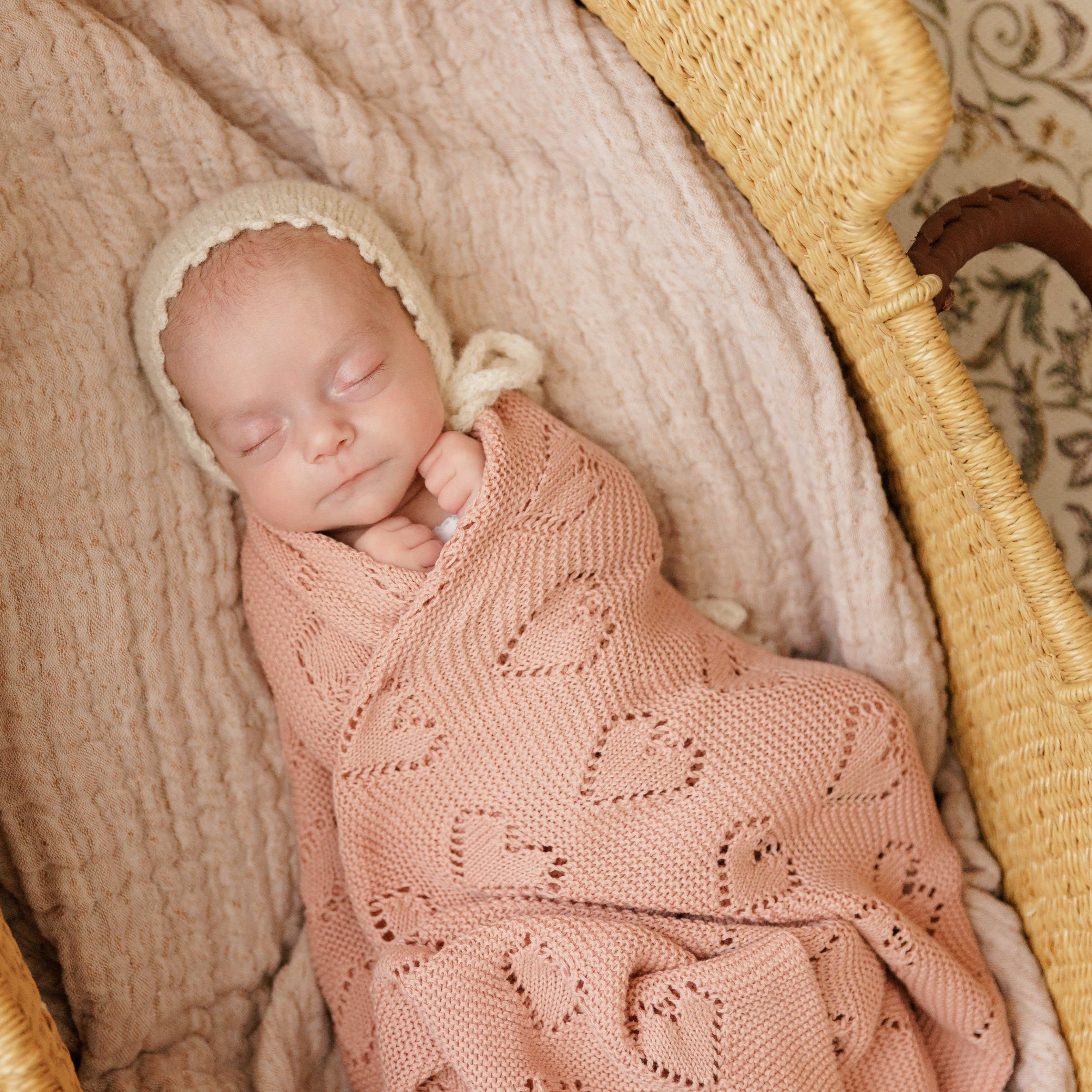 Bleu La La - Wholesale Receiving Blanket - Baby - 100% Luxury Cotton Receiving Swaddle Baby Blanket - Heart18