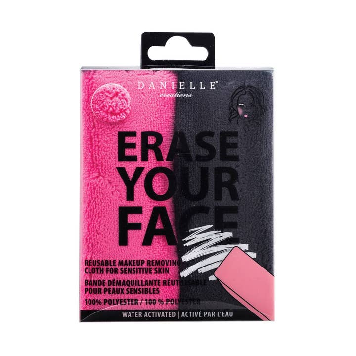Upper Canada Soap - Wholesale Makeup Remover - Erase Your Face 2pc Makeup Removing Cloths Pink & Black0