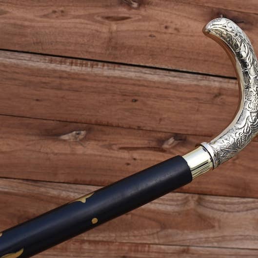 DDecorStore - Wholesale Decorative Tabletop Object - Antique Brass Walking Stick Cane For Adults,1