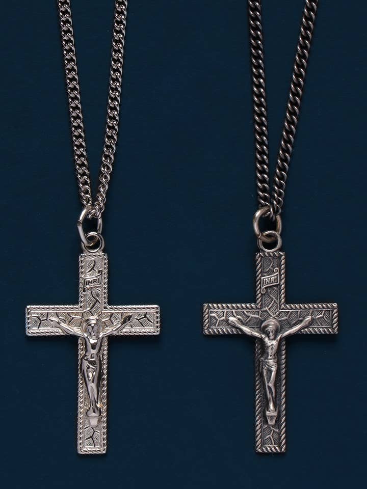Sterling Silver Crucifix Cross Pendant Necklace for Men for wholesale by We Are All Smith